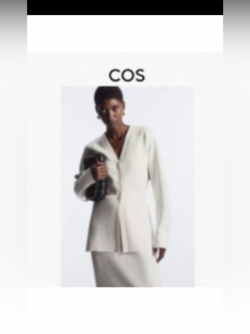 COS Cream Button-Front V-Neck Cardigan